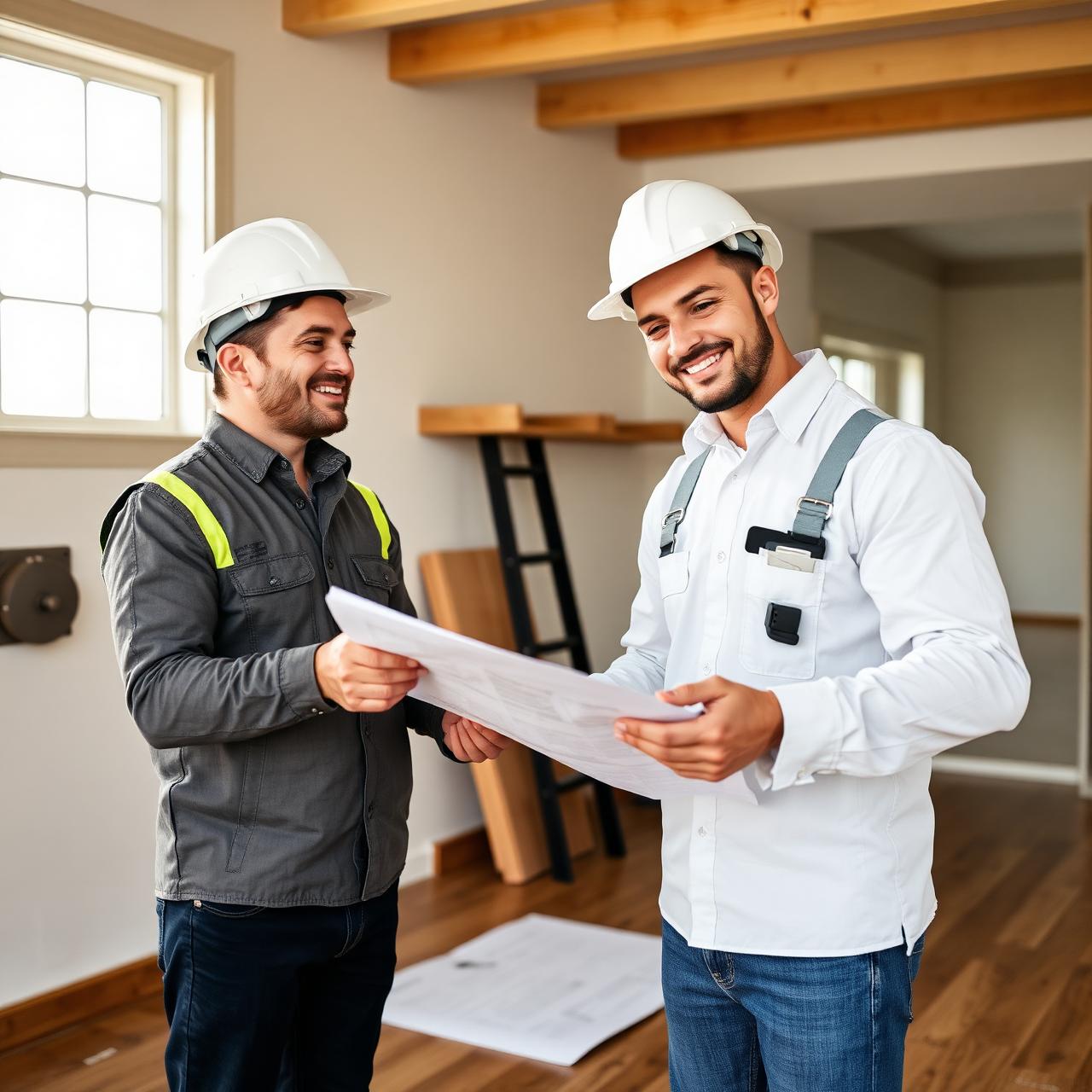 Professional contractor reviewing plans